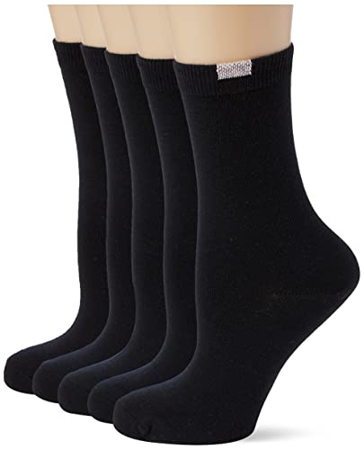 Dim Socken Ecodim Baumwolle Mit Verstärkter Ferse Und Spitze Damen x5, Black, One Size von DIM