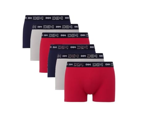 DIM Herren Boxer 6er Pack | Atmungsaktive Stretch-Baumwolle | Optimaler Halt | Ohne Etikett Denimblau/Topasrot/Stahlblau XXL von Dim