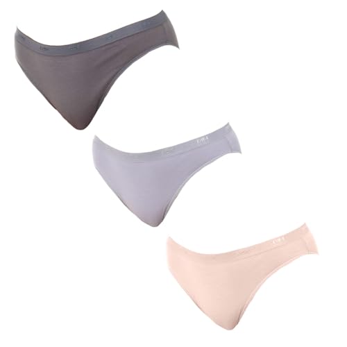 DIM Damen Slips 3er Pack | Les Pockets Ecodim | Baumwolle & Elasthan | Komfortbund | Mehrfarbig | Unsichtbar unter der Kleidung Taupe/Rosa/Grau XXS-XS von Dim