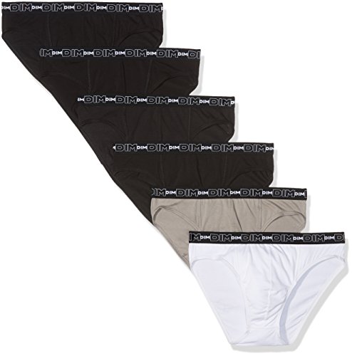DIM Herren Slip 6er Pack | Bequeme Stretch-Baumwolle | Täglicher Halt | Ohne Etikett Schwarz/Grau/Weiß/Schwarz/Schwarz/Schwarz 3XL von DIM