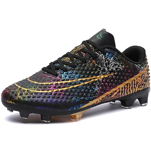 DimaiGlobal Fußballschuhe Herren Spike Microfaser Cleats Professionelle Fussballschuhe Kinder Jugendliche Athletics Trainingsschuhe Outdoor Sportschuhe Fußball Stiefel 35EU Schwarz von DimaiGlobal