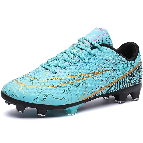 DimaiGlobal Fußballschuhe Herren Spike Microfaser Cleats Professionelle Fussballschuhe Kinder Jugendliche Athletics Trainingsschuhe Outdoor Sportschuhe Fußball Stiefel 35EU Türkis von DimaiGlobal