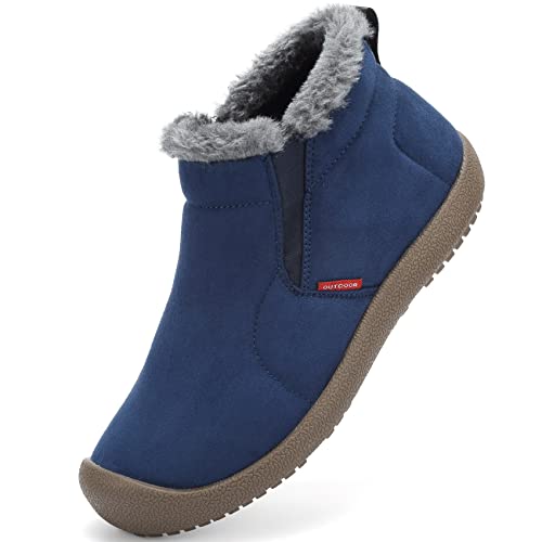 DimaiGlobal Herren Winterschuhe Kunstfell Warm Gefüttert Schneestiefel Winter Outdoor rutschfeste Winterstiefel Stiefeletten 39EU Blau-2 von DimaiGlobal