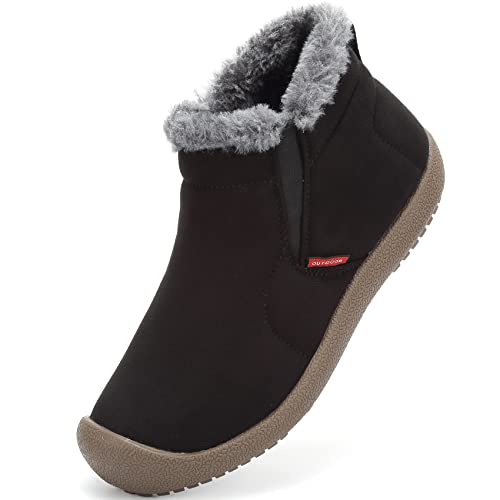 DimaiGlobal Herren Winterschuhe Kunstfell Warm Gefüttert Schneestiefel Winter Outdoor rutschfeste Winterstiefel Stiefeletten 39EU Schwarz-2 von DimaiGlobal