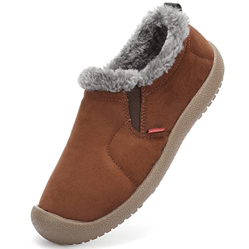 DimaiGlobal Herren Winterschuhe Kunstfell Warm Gefüttert Schneestiefel Winter Outdoor rutschfeste Winterstiefel Stiefeletten 40EU Braun-1 von DimaiGlobal