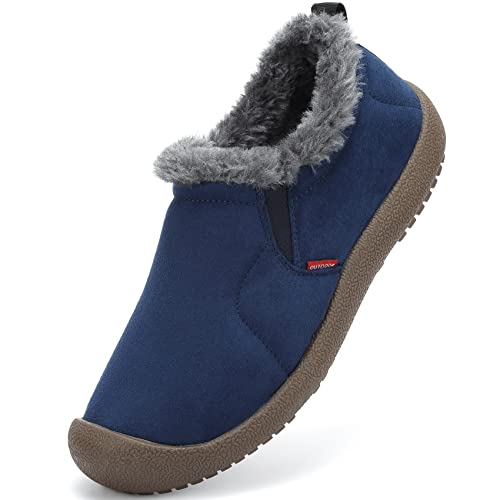 DimaiGlobal Herren Winterschuhe Kunstfell Warm Gefüttert Schneestiefel Winter Outdoor rutschfeste Winterstiefel Stiefeletten 41EU Blau-1 von DimaiGlobal