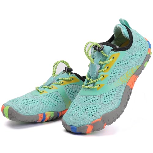 DimaiGlobal Kinder Barfußschuhe Traillaufschuhe Jungen Mädchen Wasserschuhe Schwimmschuhe Schnelltrocknende Wanderschuhe Sportschuhe Laufschuhe Leichte rutschfest 27EU Türkis von DimaiGlobal