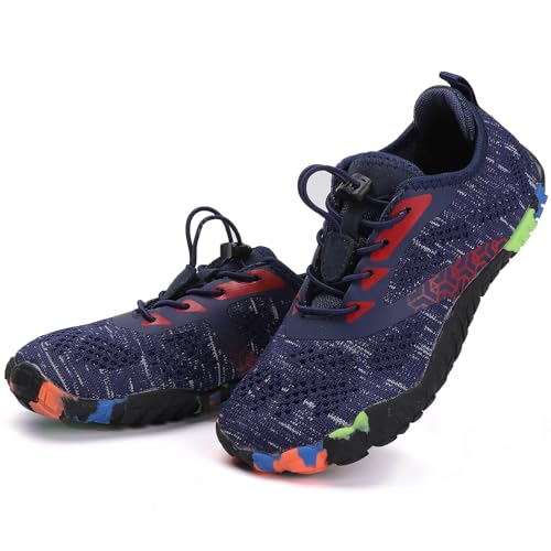 DimaiGlobal Kinder Barfußschuhe Traillaufschuhe Jungen Mädchen Wasserschuhe Schwimmschuhe Schnelltrocknende Wanderschuhe Sportschuhe Laufschuhe Leichte rutschfest 30EU Blau-3 von DimaiGlobal