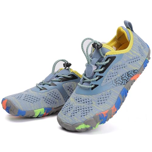 DimaiGlobal Kinder Barfußschuhe Traillaufschuhe Jungen Mädchen Wasserschuhe Schwimmschuhe Schnelltrocknende Wanderschuhe Sportschuhe Laufschuhe Leichte rutschfest 33EU Blau-4 von DimaiGlobal