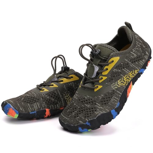 DimaiGlobal Kinder Barfußschuhe Traillaufschuhe Jungen Mädchen Wasserschuhe Schwimmschuhe Schnelltrocknende Wanderschuhe Sportschuhe Laufschuhe Leichte rutschfest 34EU Grün von DimaiGlobal