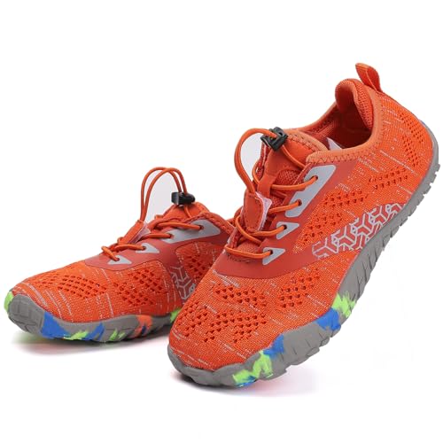 DimaiGlobal Kinder Barfußschuhe Traillaufschuhe Jungen Mädchen Wasserschuhe Schwimmschuhe Schnelltrocknende Wanderschuhe Sportschuhe Laufschuhe Leichte rutschfest 35EU Orange von DimaiGlobal