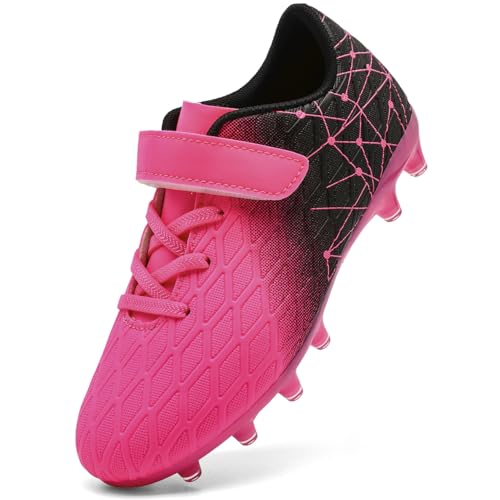 DimaiGlobal Kinder Fußballschuhe Jungen Mädchen Hallen Fußballschuhe Kunstrasen Kickschuhe Futsal Schuhe Fussballschuhe Indoor Outdoor Athletics Professionelle Trainingsschuhe 34EU Rosa von DimaiGlobal