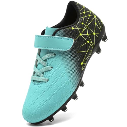 DimaiGlobal Kinder Fußballschuhe Jungen Mädchen Hallen Fußballschuhe Kunstrasen Kickschuhe Futsal Schuhe Fussballschuhe Indoor Outdoor Athletics Professionelle Trainingsschuhe 38EU Türkis von DimaiGlobal