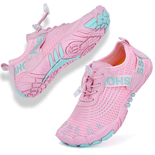 DimaiGlobal Kinder Wasserschuhe Schwimmschuhe Jungen Mädchen Schnelltrocknende Barfuß-Sportschuhe Strandschuhe Badeschuhe Aquaschuhe Leichte rutschfest 28EU Rosa von DimaiGlobal