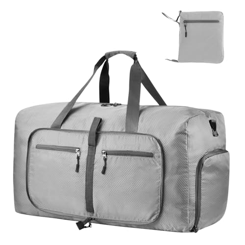 Dimayar Reisetasche für Herren – Faltbare Seesack mit Schuhfach – Übernachtungstaschen wasserdicht & reißfest, Graue Wabenstruktur, 40L von Dimayar