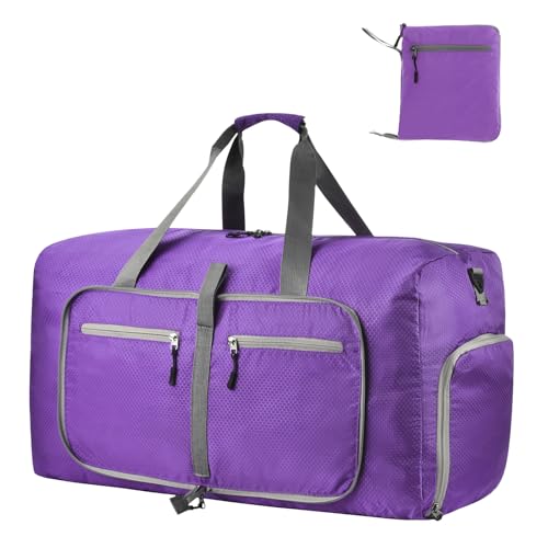 Dimayar Reisetasche für Herren – Faltbare Seesack mit Schuhfach – Übernachtungstaschen wasserdicht & reißfest, Violette Wabenstruktur, 115L von Dimayar