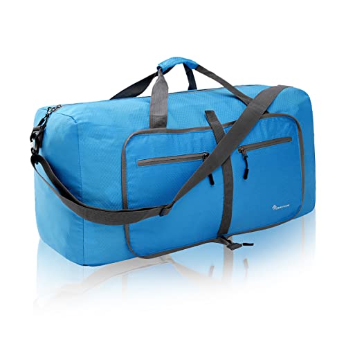 Reisetasche für Herren – Faltbare Seesack mit Schuhfach – Übernachtungstaschen Wasserdicht & Reißfest, Honeycombe Blue, 65L von Dimayar
