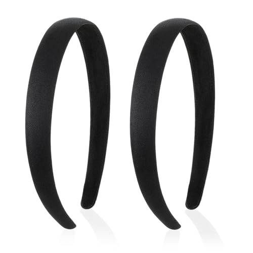 2 Stück Gepolsterte Einfaches Stirnband Rutschfestes Haarband Haarreifen Hartes Kunststoff-Kopfband Mode Bequeme Stirnbänder Einfarbig Gedehnt Kopfbedeckung Retro Dünne Haarbänder (Breite 2,5 cm) von Dimeho
