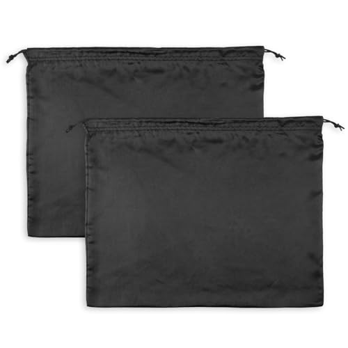 Dimeho 2er-Pack Staubbeutel für Handtaschen Seidentuch-Staubschutz staubdichte Aufbewahrungstasche mit Kordelzug weicher Staubbeutel zum Schutz von Handtaschen Geldbörsen Schuhen Stiefeln (schwarz) von Dimeho