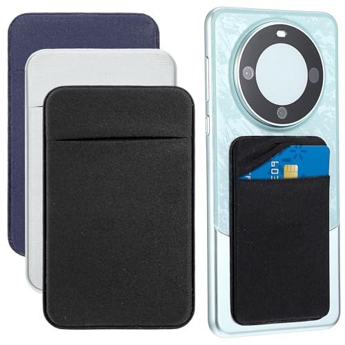 Dimeho 3 Stück Kartenhalter Hülle für Smartphone Telefonkartenhalter Selbstklebende Aufklebbare Kreditkarten Tasche für Telefonhüllen Telefon-Geldbörse für die Rückseite des Telefon(schwarz+grau+blau) von Dimeho