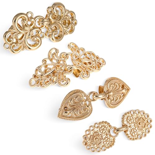 Dimeho 4 Stück Vintage Pullover Schal Clips Retro Swirl Mantel Broschen Antike Umhang Brosche Keltischer Pullover Verschluss Umhang Clips Retro Cardigan Clip Kleid Hemd Brosche Clips für Damen(Gold) von Dimeho