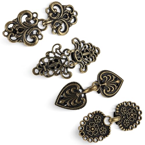 Dimeho 4 Stück Vintage Pullover Schal Clips Retro Swirl Mantel Broschen Antike Umhang Brosche Keltischer Pullover Verschluss Umhang Clips Retro Cardigan Clip Kleid Hemd Brosche Clips für Damen(Bronze) von Dimeho
