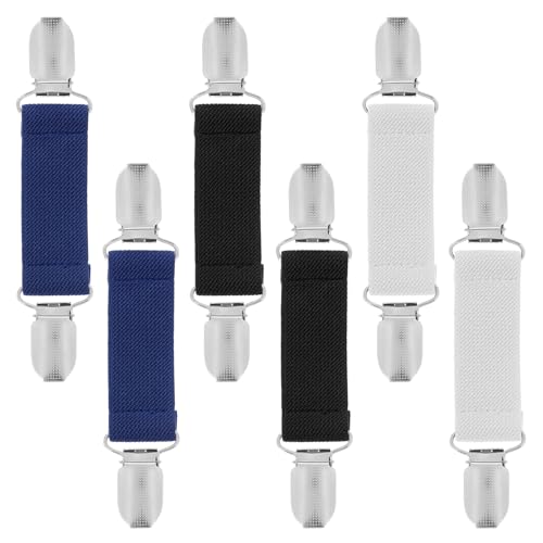 Dimeho 6 Stück Cardigan Pullover Clips Sweater Cardigan Clips Verstellbarer Hosenträger Clip Elastische Kleider Clip Frauen Männer Stiefelriemen Zurück Cinch Gürtel für Jean Hosen Kleider Schal von Dimeho