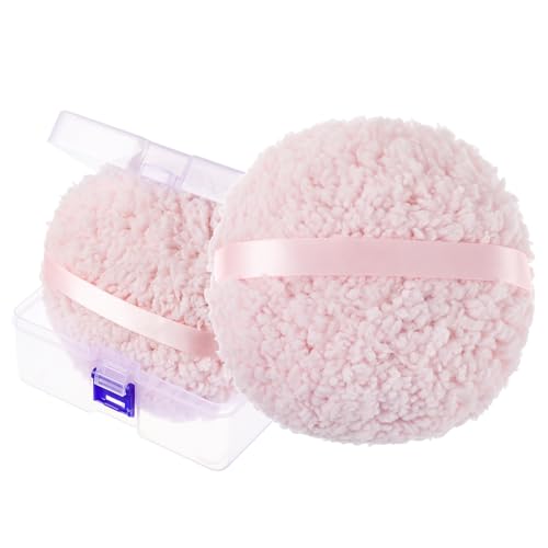 Dimeho Puderquaste 15,2 cm Körperpuderquaste und Behälter Große Puderquaste für Körperpuder Weiche Lose Puderquasten Applikator Kosmetik Foundation Schwämme für Gesicht Frauen von Dimeho