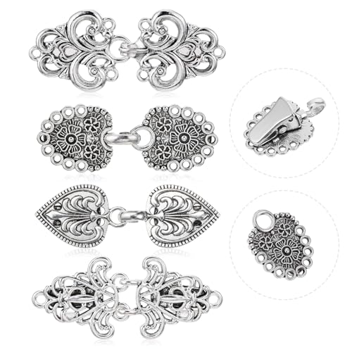 Dimeho Vintage Pullover Swirl Clip 4 Stück Pullover Clips Umhang Clips für Kleid Retro Cardigan Clip Cape Pullover Cardigan Schal Clips Schal Kragen Verschluss Kleid Hemd Brosche Schal Clip (Silber) von Dimeho