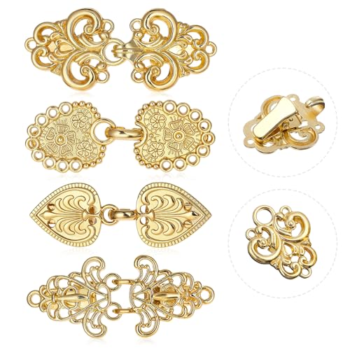 Dimeho Vintage Pullover Swirl Clip 4 Stück Pullover Clips Umhang Clips für Kleid Retro Cardigan Clip Cape PulloverCardigan SchalClips Schal Kragen Verschluss Kleid Hemd Brosche SchalClip (gold) von Dimeho