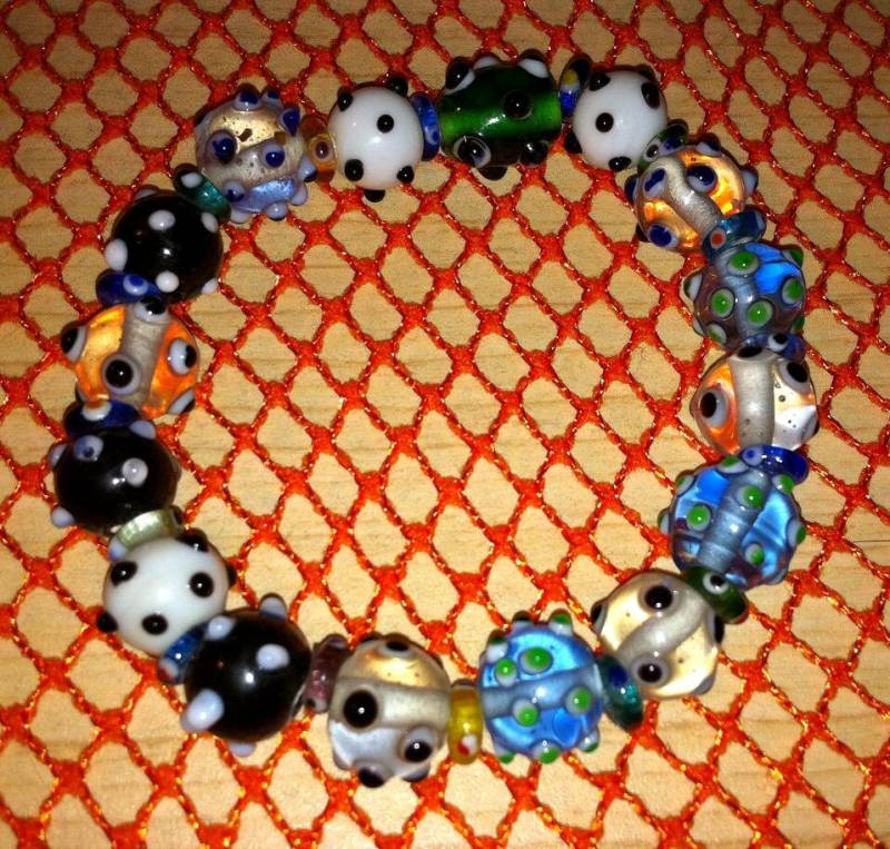 Multicolor Glas Lampwork Bead Stretch Armbänder - Set 1 Boho Mod Hipster Multicolor Glas Lampwork Bead Stretch Armbänder - Set 1 Boho Mod Hipster von DimensionalChainz