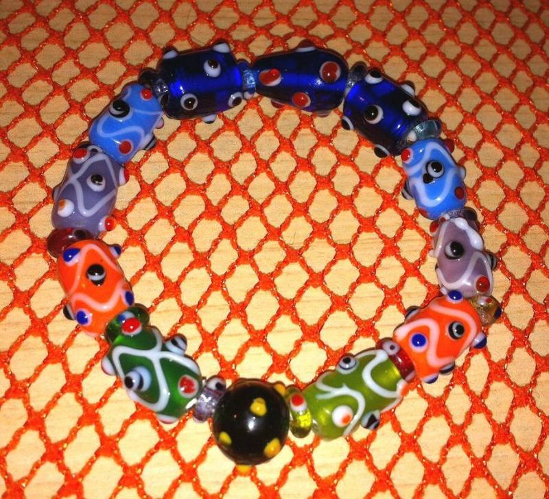 Multicolor Lampwork Bead Stretch Armbänder - Set 2 Art Deco Boho Mod Multicolor Lampwork Bead Stretch Armbänder - Set 2 Art Deco Boho Mod von DimensionalChainz