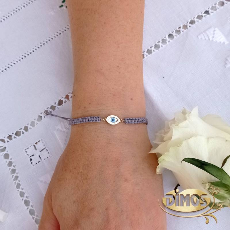 14K Gold Evil Eye Makramee Armband. Doppelseitiger Schutz Schmuck. Geburtstagsgeschenk von DimosJewellery