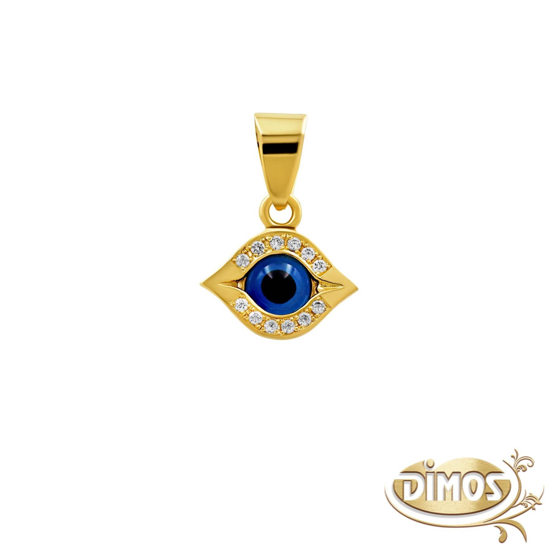 18K Gold Evil Eye Anhänger Mit Diamanten. Handgemachte Schutz Schmuck. Geburtsgeschenk von DimosJewellery