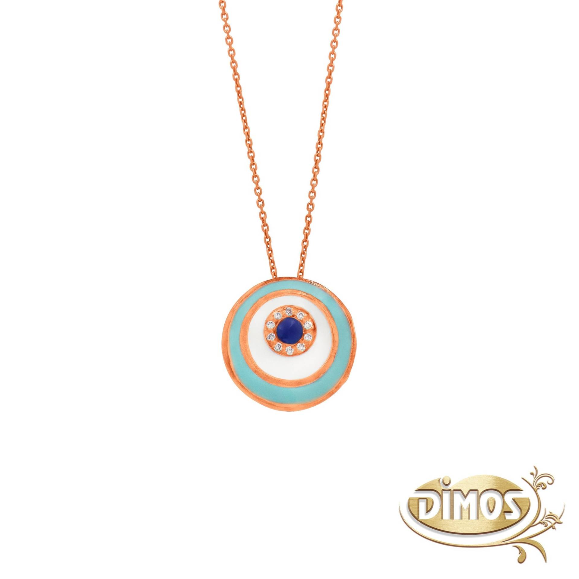 9K Rose Gold Evil Eye Halskette Mit Diamanten. Schutz Charm Schmuck. Geschenk Für Beste Freundin von DimosJewellery