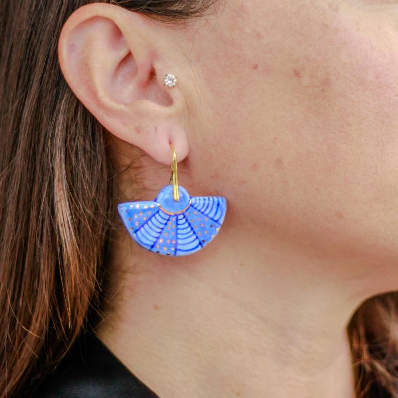 Ethno Style Handgemachte Ohrringe - Blaue Baumeln, Gold Ohrringe, Einzigartiger Schmuck von DimpleArtGifts