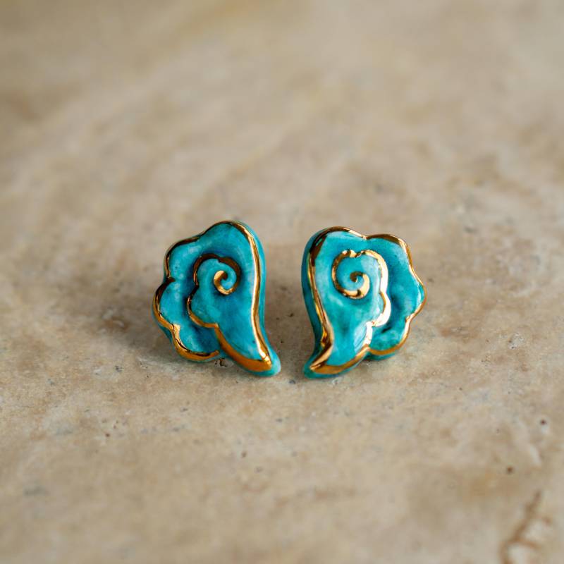Türkis Ohrringe - Handgemachter Schmuck, Wolke Ohrring, 24K Goldohrringe, Perfektes Geschenk Für Mama von DimpleArtGifts