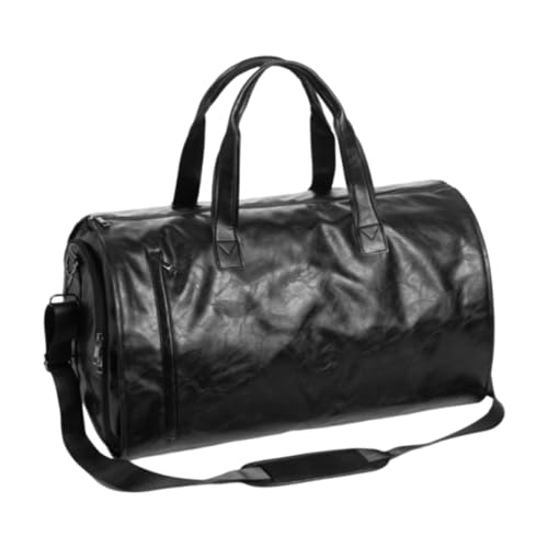DimyFew Kleidungsstasche mit Schuhfach am Wochenende für Männer Frauen Handtasche tragbares Kleidungsstück mit großer Kapazität EIN Verstellbarer Riemen, Schwarzes Pu-Leder von DimyFew