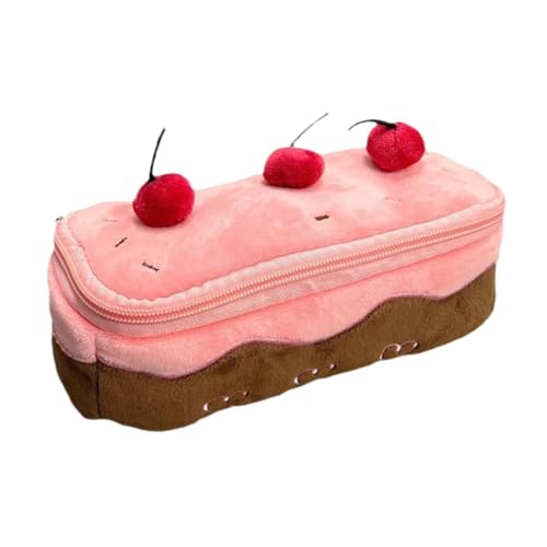 DimyFew Plüsch Federmäppchen, Kirschkuchenform, Reißverschluss, Weiche Stifttasche für Mädchen zu Hause von DimyFew