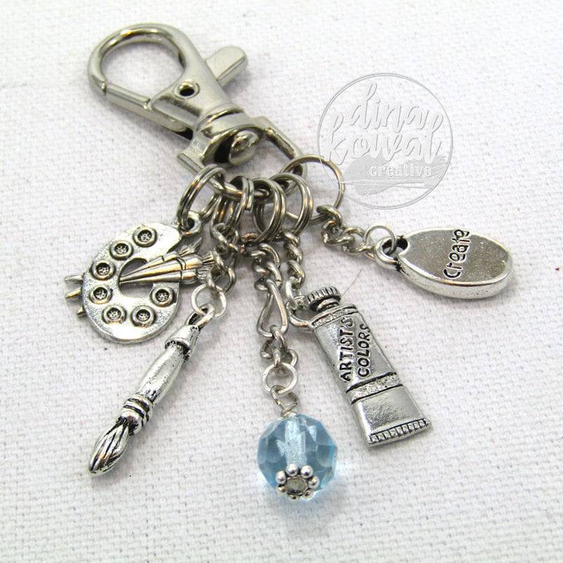 Geldbörse Charme - Aquarell Paint Palette Künstler Zipper Pull Keychain von DinaKowalCreative