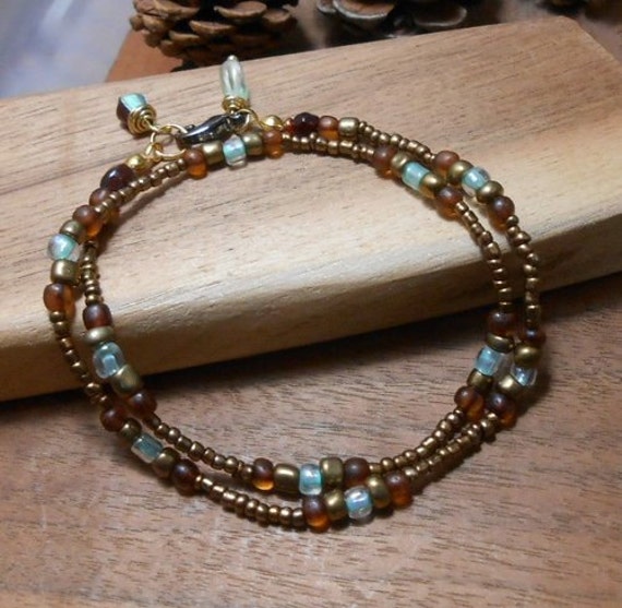 Braunperlen Wickeln, Perlen Schmuck, Armband, Wickeln Armband - Boho Schmuck-Schicht-Armband von DinaMichelleJewelry