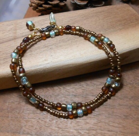 Braunperlen Wickeln, Perlen Schmuck, Armband, Wickeln Armband - Boho Schmuck-Schicht-Armband von DinaMichelleJewelry