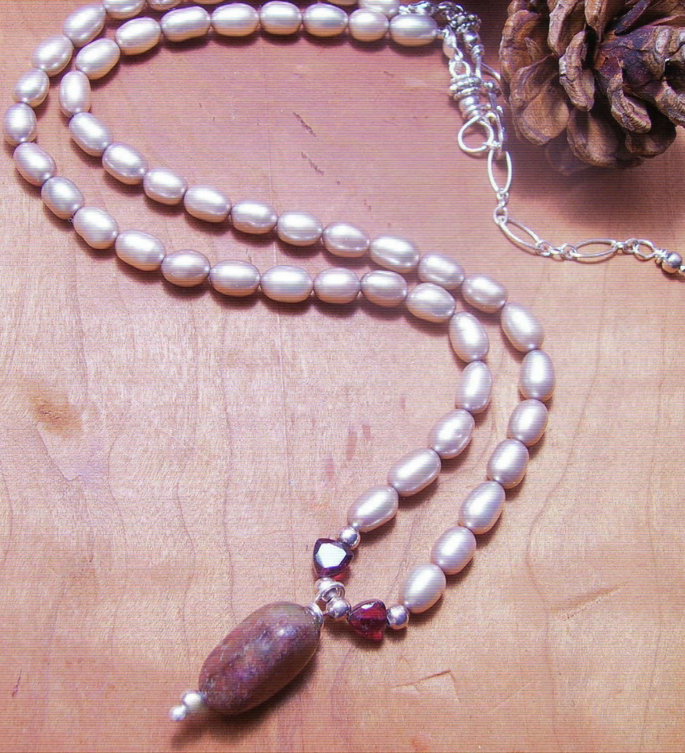 Granat Halskette-Perle Schmuck-Edelstein Halskette, Handgemachte Schmuck, Silber Schmuck von DinaMichelleJewelry