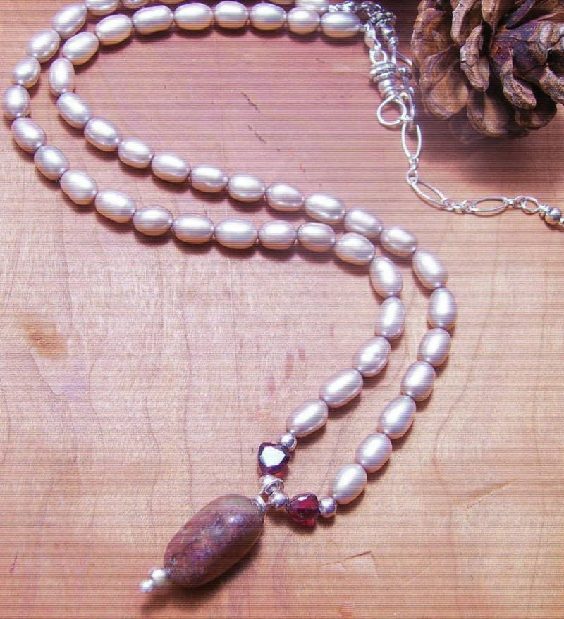 Granat Halskette-Perle Schmuck-Edelstein Halskette, Handgemachte Schmuck, Silber Schmuck von DinaMichelleJewelry