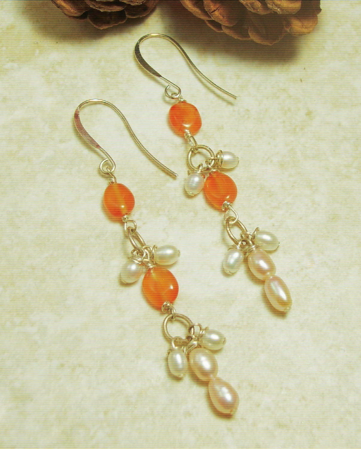 Lange Karneol Und Perle Ohrringe - Schmuck-Edelstein-Schmuck-Perlen Ohrringe-Boho Chic Schmuck von DinaMichelleJewelry