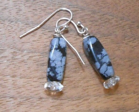 Schneeflocke Obsidian&crystal Edelstein Ohrringe-sterling Silber Ohrringe-Schneeflocke Obsidian Schmuck von DinaMichelleJewelry