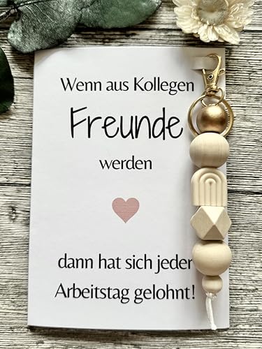Dinala Kollegin Geschenk - Kleines Dankeschön - liebevolle danke Karte - mit echtem Trockenblumenstrauß und Schlüsselanhänger - Geschenk das Eindruck hinterlässt - Beste Kollegin - Freundschaft von Dinala