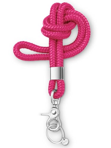 Dinalu - Neck Lanyard silber, Halskette-Schlüsselband, Schlüsselanhänger - Schlüsselkette – Umhänge - Band – mit Ring für Schlüssel, Schlüsselkette - (shining pink) von Dinalu