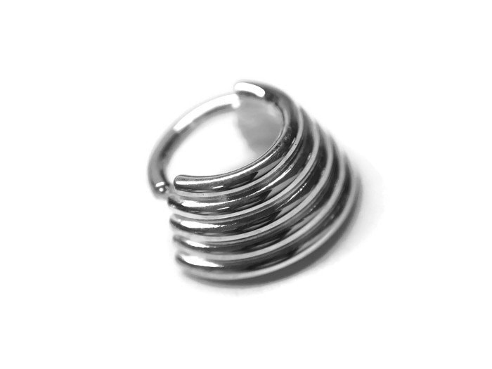 5 Stacked Tapered Septum Ring ~ 5-Schichtiger Nasenring Nickelfreies Sterling Silber Piercing Breiter von DinanRings
