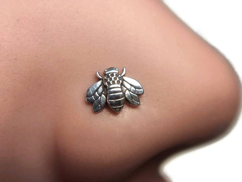 Biene Nase Bolzen ~ Sterling Silber Honig Schraube Piercing Nasenschmuck Insekt Körperschmuck Biene Nase Bolzen ~ Sterling Silber Honig Schraube Piercing Nasenschmuck Insekt Körperschmuck von DinanRings